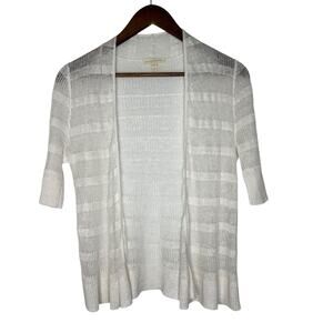 Eileen Fisher Open Knit Cardigan Size PP Linen Ivory Lightweight Summer Layering